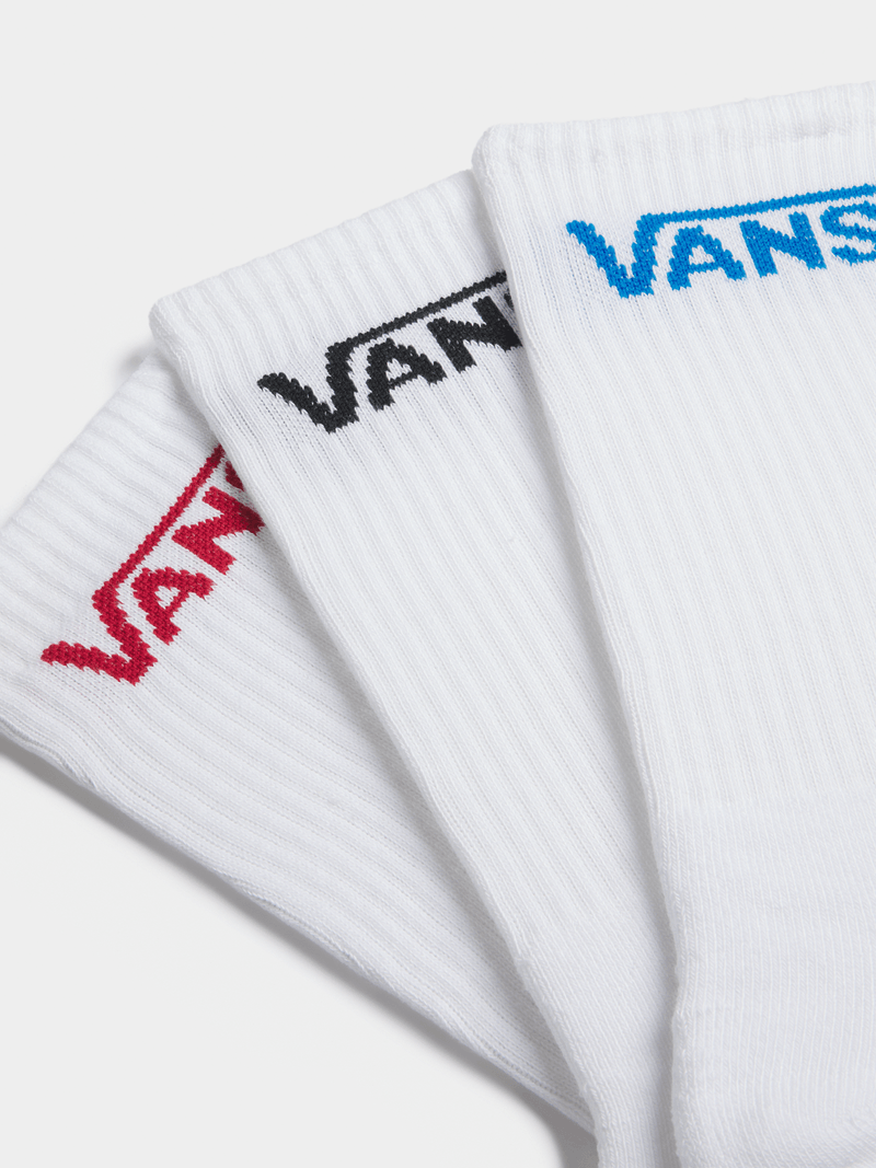 Vans Classic Crew White Socks 3-Pack - Iconic Logo, Everyday Comfort