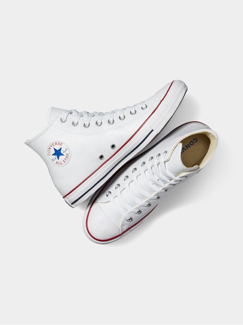 Iconic Men's White Leather Converse All Star Hi-Top Sneakers