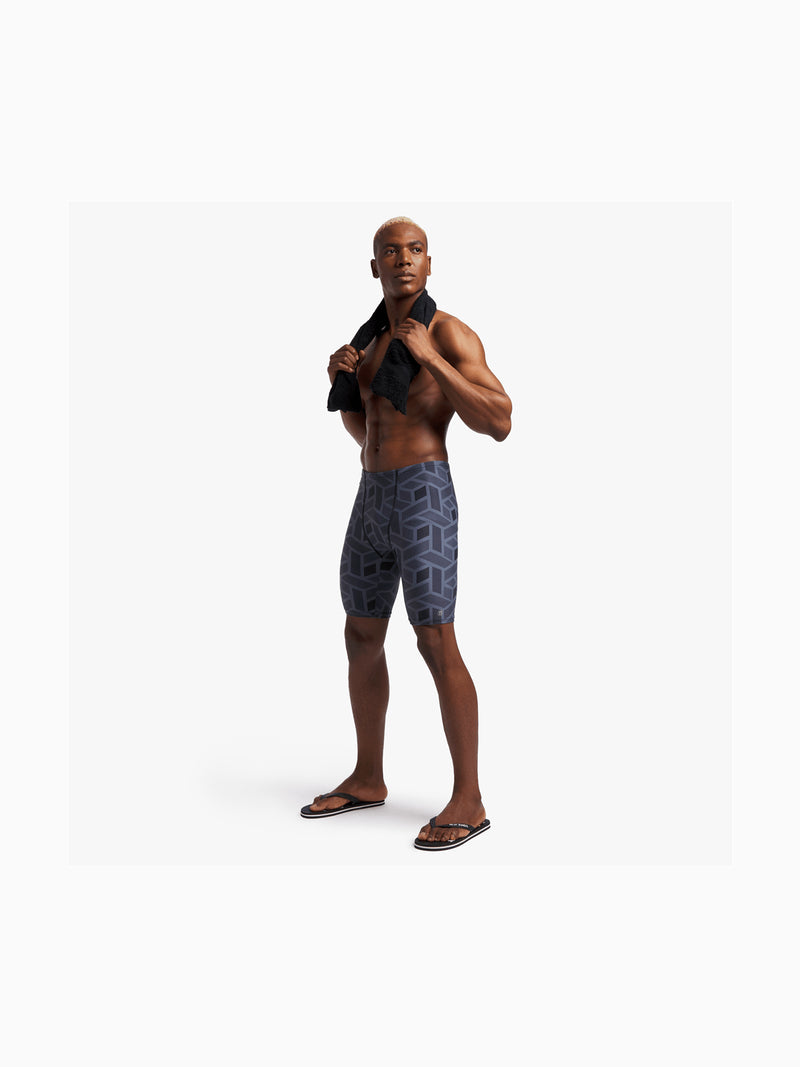 TS Men's All-Over Print Grey Swim Jammer - Durable, Stylish Performance Swimwear