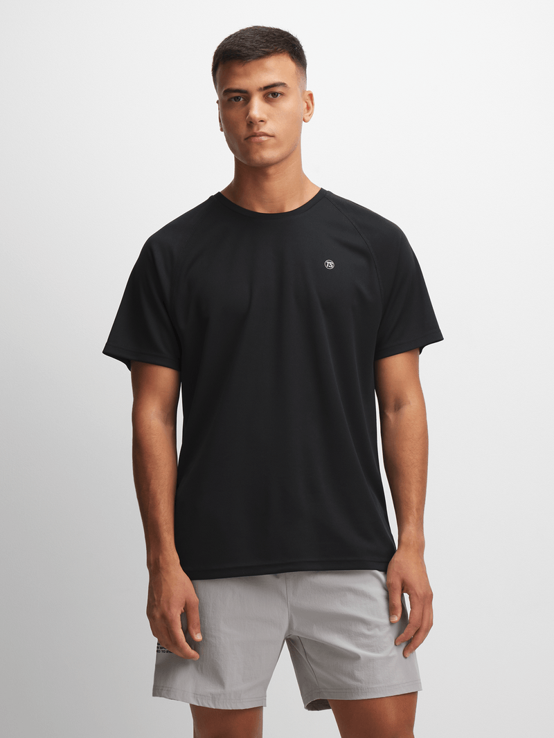Men's Dri-Tech Black Performance T-Shirt: Moisture-Wicking, Reflective, Chafe-Reducing Activewear Top
