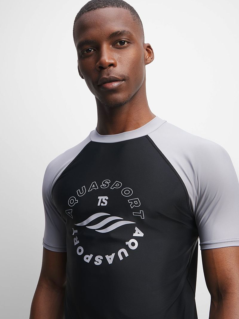 Men's TS Dual-Tone Grey/Black Short Sleeve Rash Vest Sun Protection