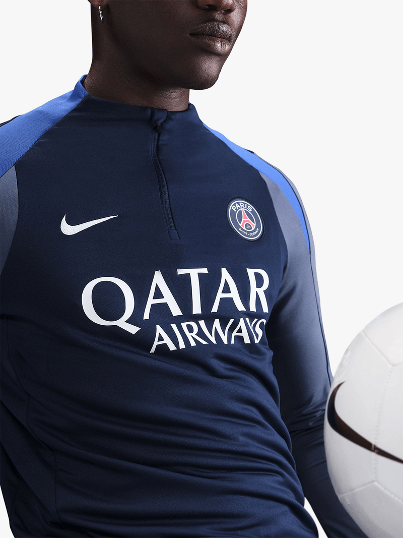 Nike Men's PSG Dri-Fit Strike Navy Soccer Training Top with Thumbholes