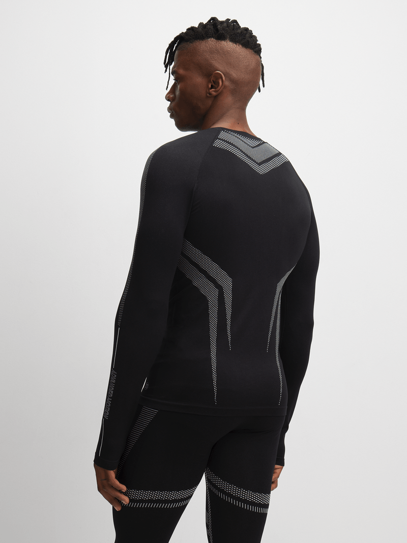 Men's Performance Black Long Sleeve Baselayer Top - Compression Athletic Shirt