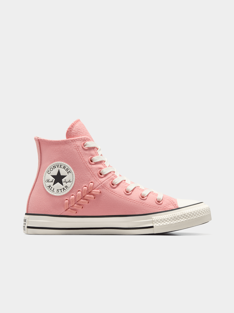 Converse Womens Chuck Taylor All Star Crafted Laces Flamingo Pink High-Top Sneakers