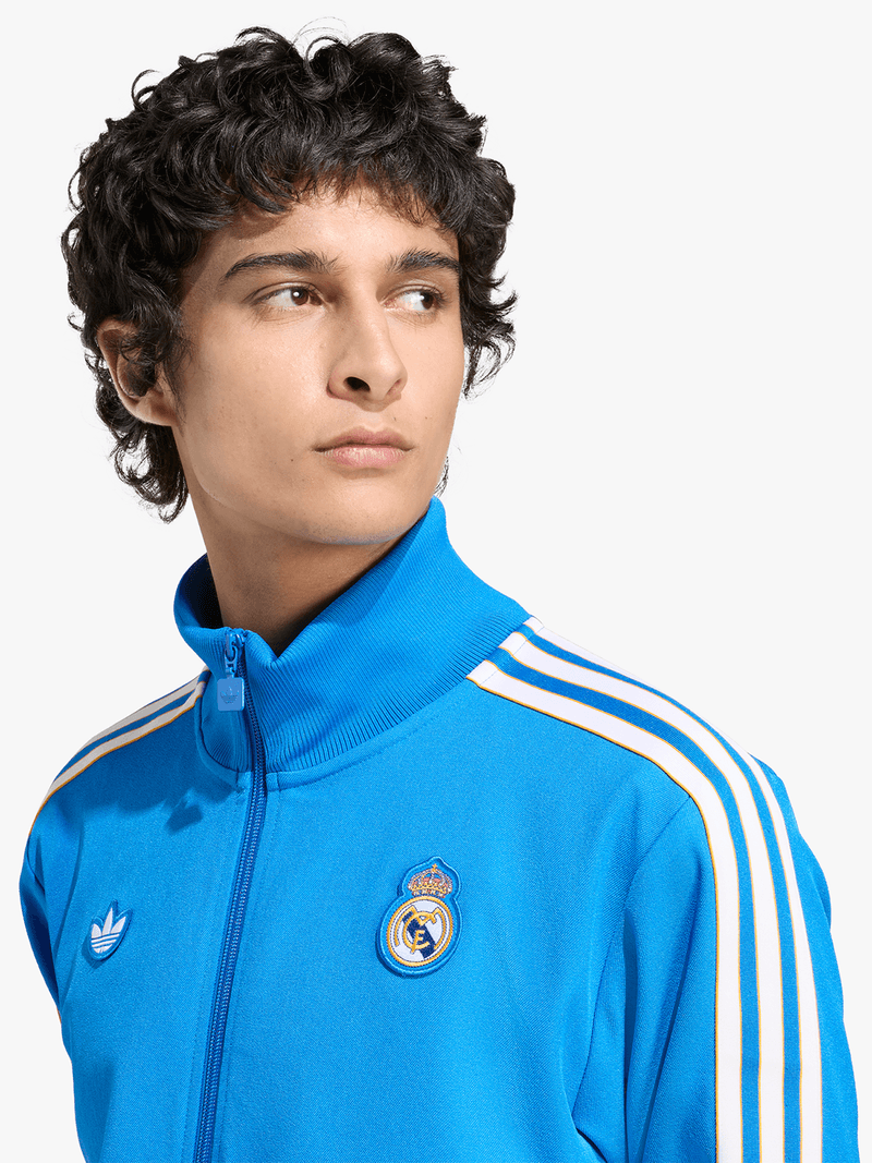Adidas Men's Real Madrid Terrace Icons Blue Full-Zip Track Top Jacket