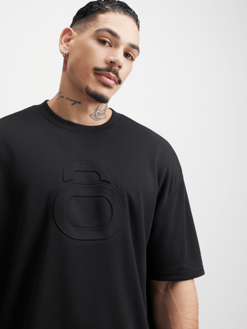 Men's Premium Tonal Black Tee - Durable Interlock Fabric for Training