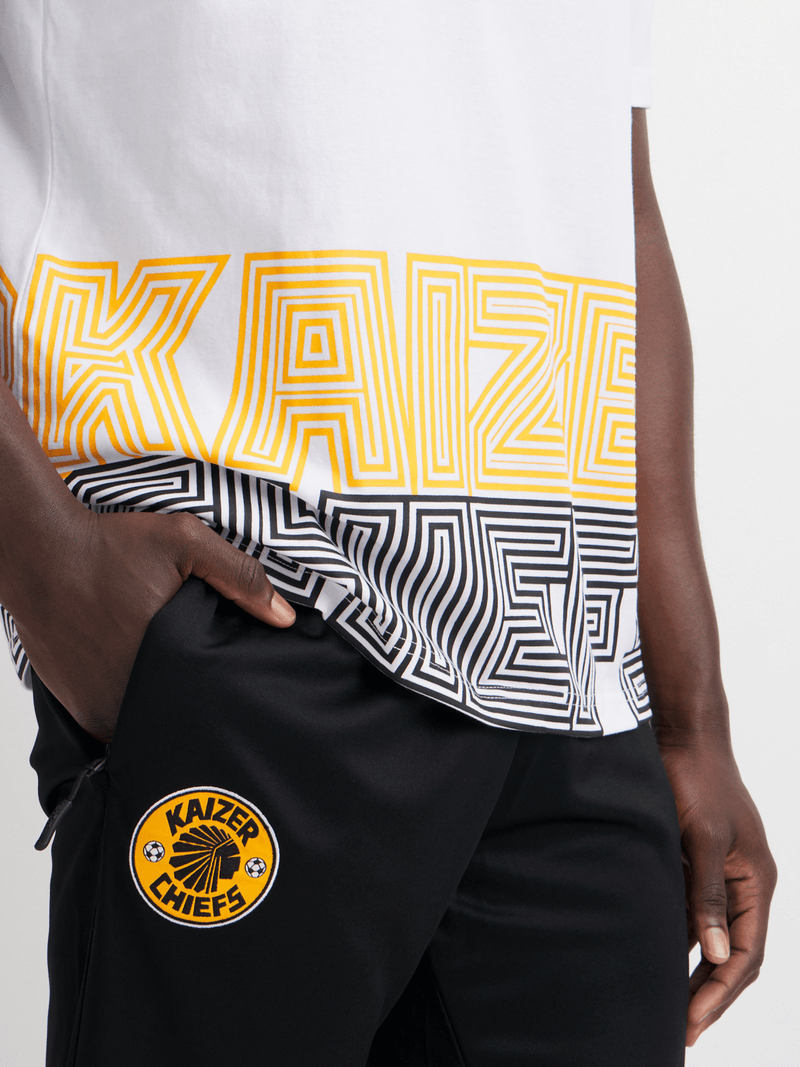 Kappa Men's Kaizer Chiefs Ametod White Tee - Official Fan Gear Cotton T-Shirt