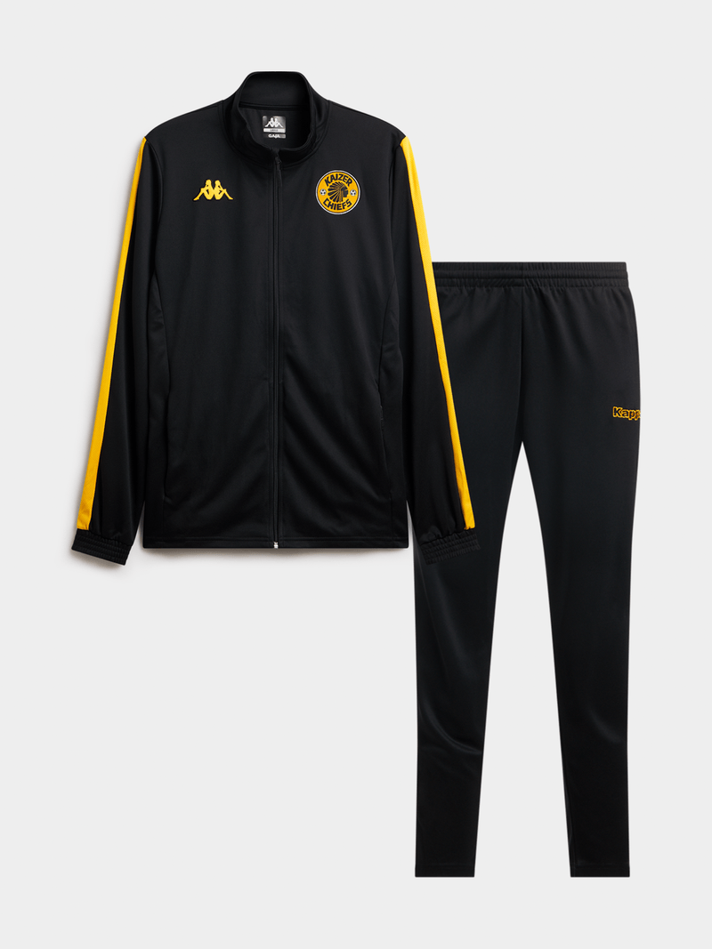 Kappa Men's Kaizer Chiefs Salcito Black Tracksuit - Comfortable Fan Sportswear Set