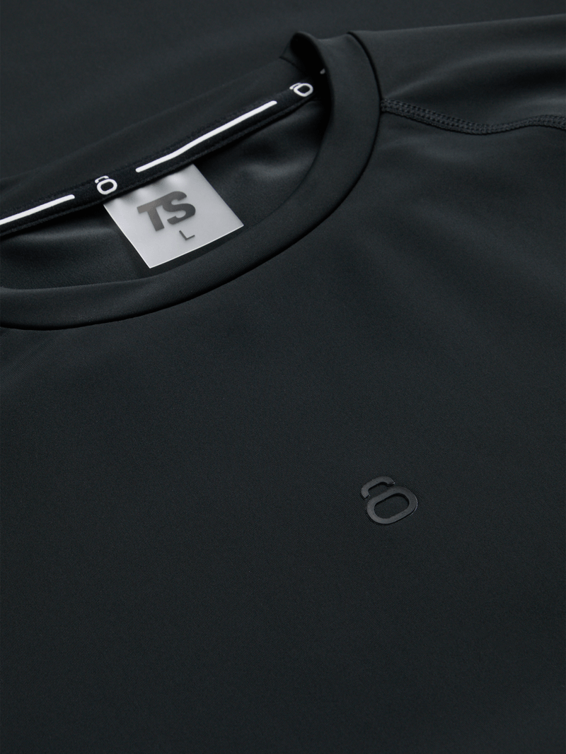 Men's High-Performance Compression Short Sleeve Black Top, Breathable Mesh Panels