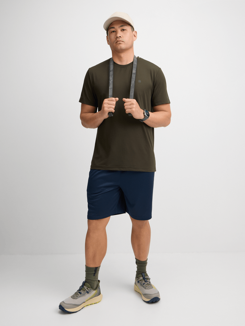 Men's Breathable Eyelet Performance Tee: Moisture-Wicking Athletic Workout Training T-Shirt