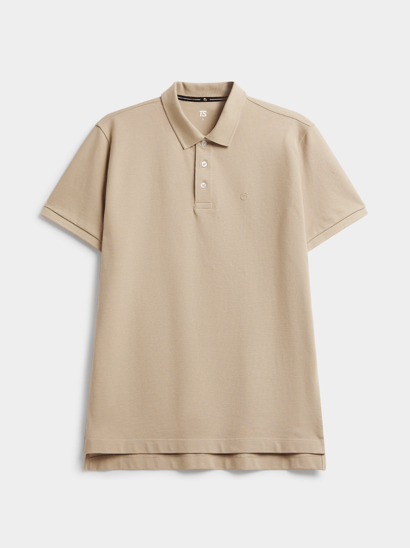 TS Men's Everyday Pique Stone Golfer Shirt - Comfortable Cotton Regular Fit