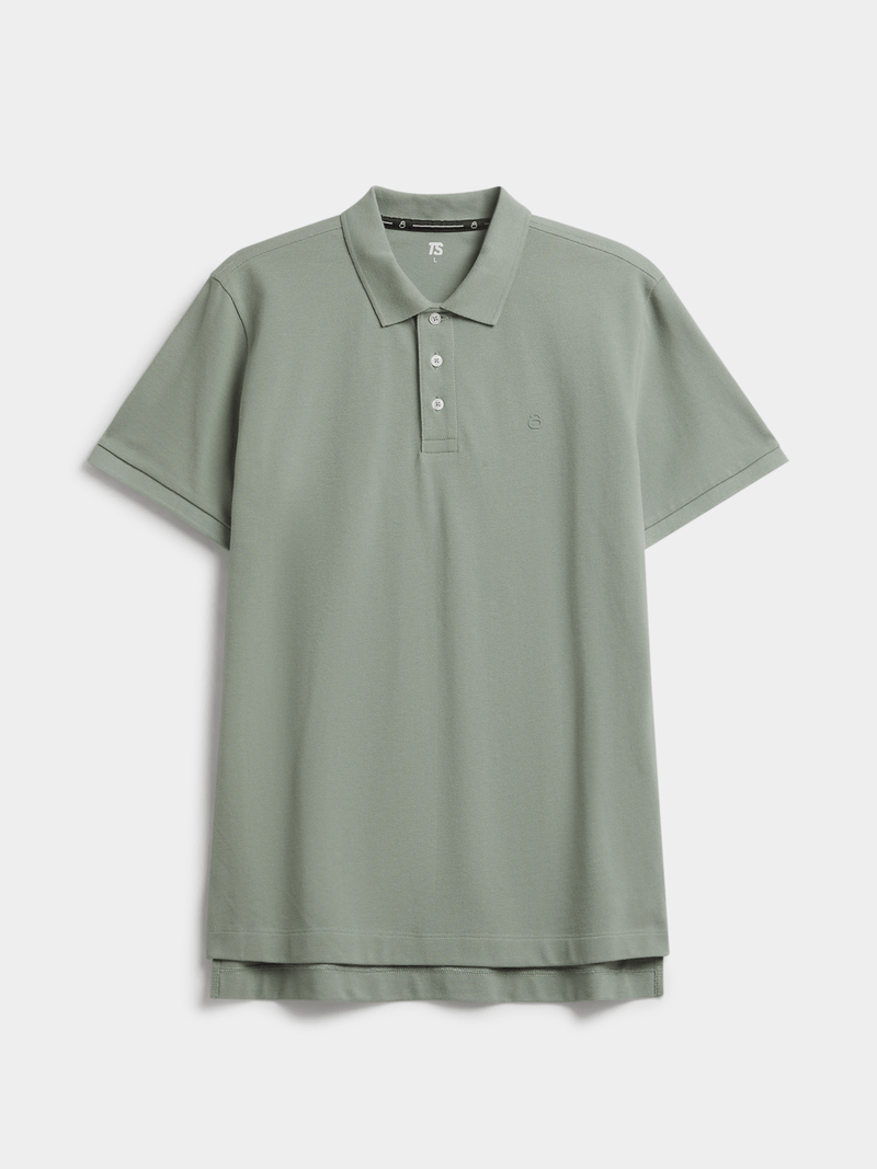 Men's Everyday Sage Pique Cotton Polo Shirt: Comfortable Regular Fit Golfer Top