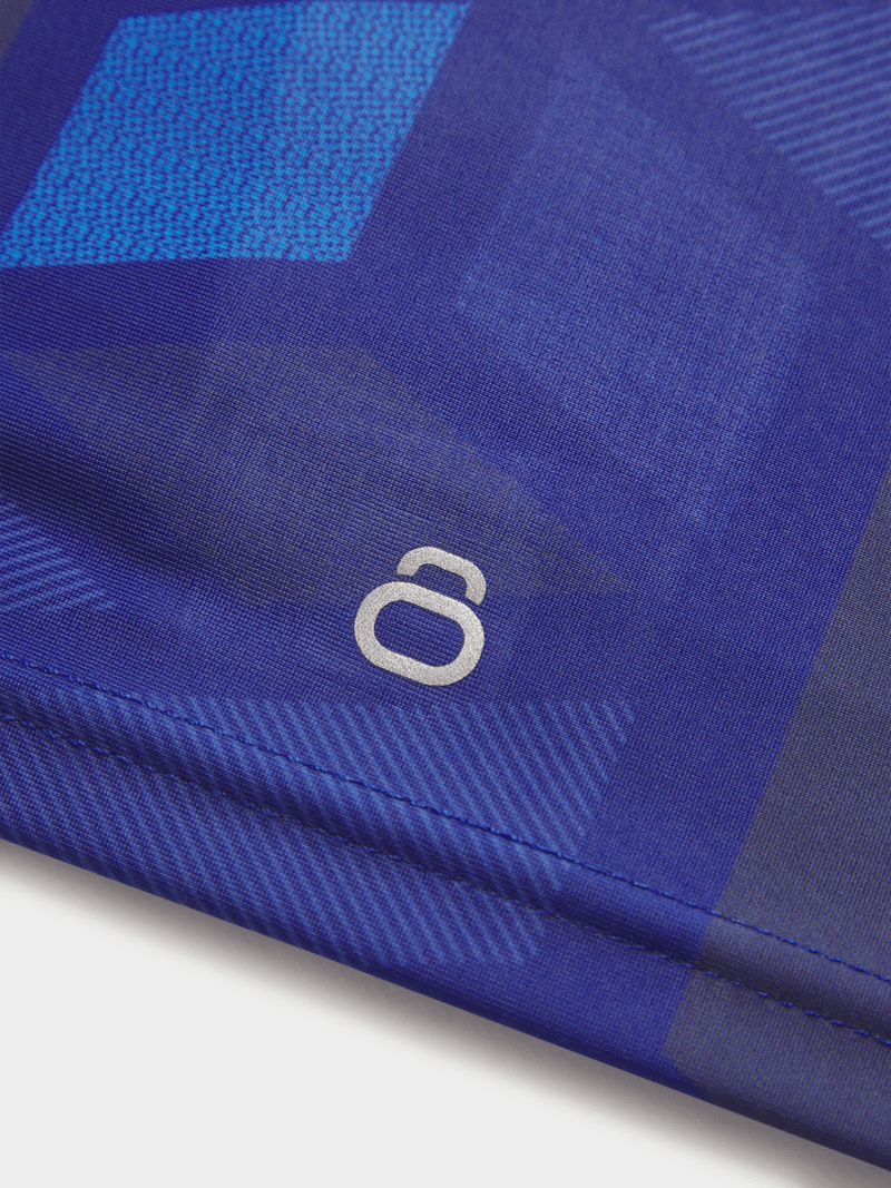 Men's Geometric All-Over Print Navy Blue Swim Jammer Performance Swimwear