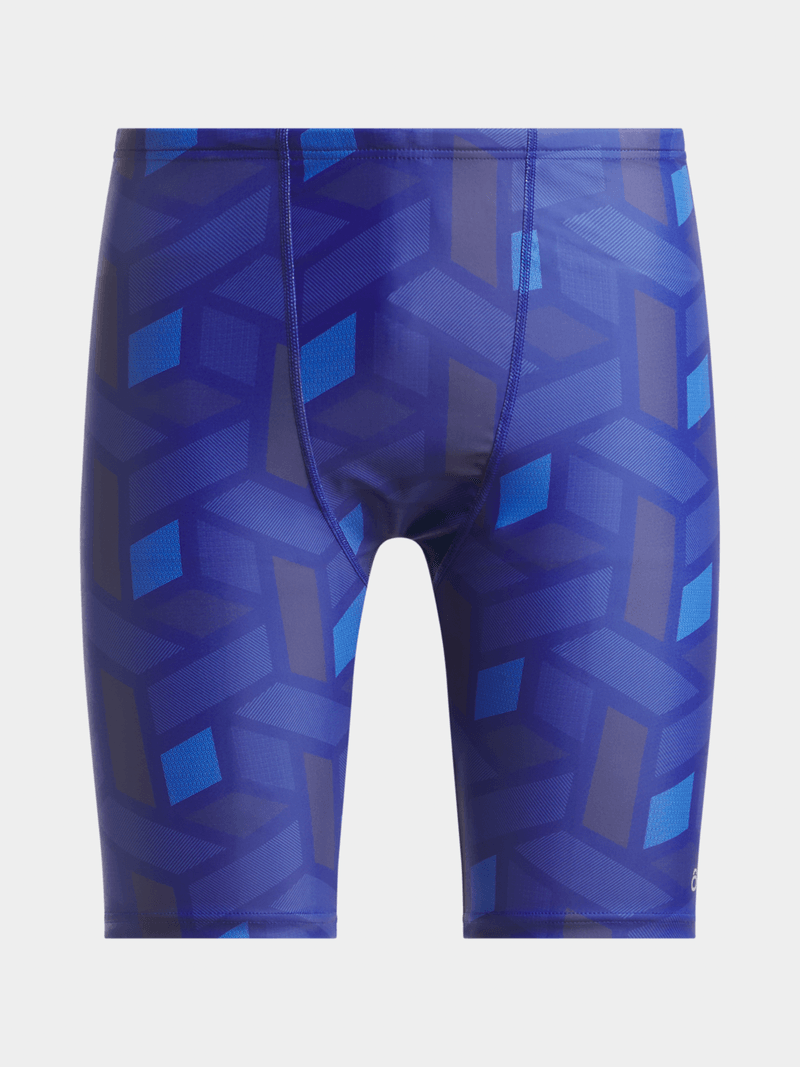 Men's Geometric All-Over Print Navy Blue Swim Jammer Performance Swimwear