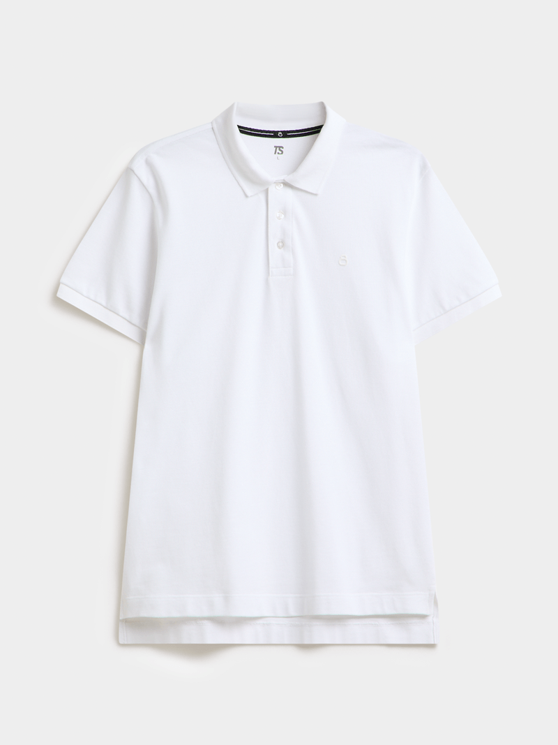 TS Men's Everyday Pique White Golfer Polo - Classic Sporty Comfort
