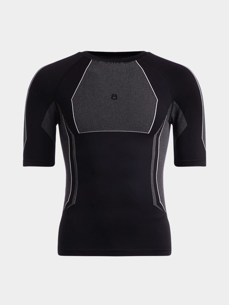 Men's Performance Short Sleeve Black Base Layer - Moisture-Wicking Compression Top
