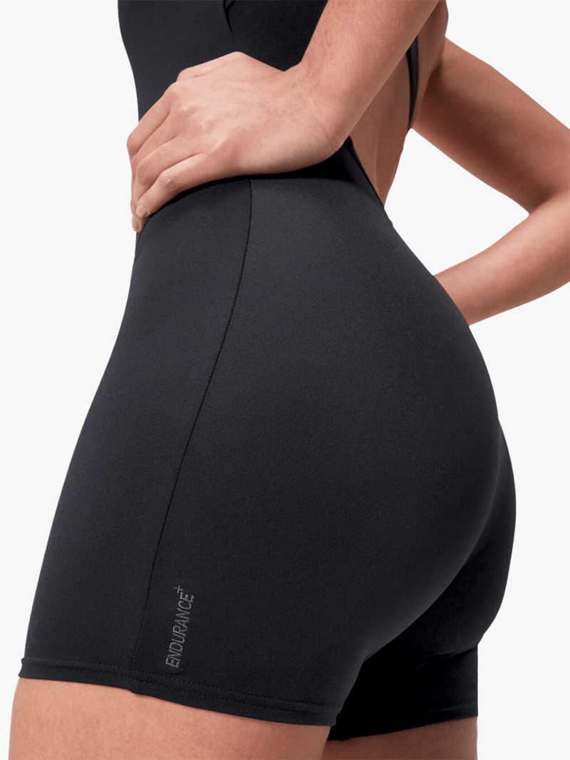 Speedo Ladies Essential Endurance+ Black Legsuit: Durable Chlorine Resistant Swimsuit for Training