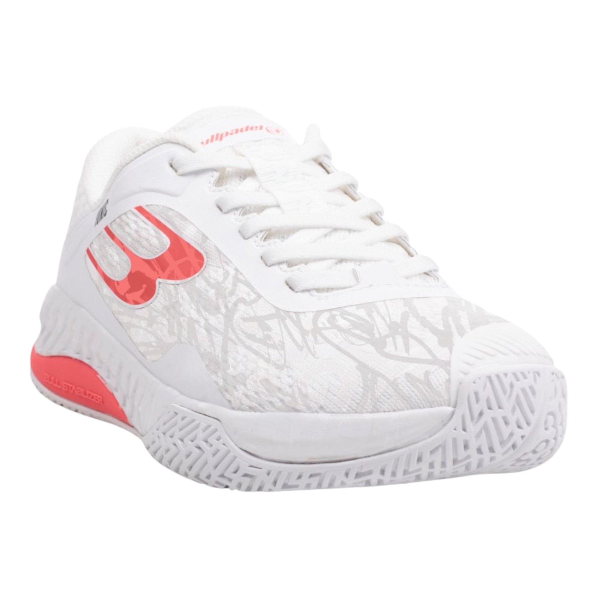 Bullpadel Ionic W 25V Padel Shoes - White/Pink - Front