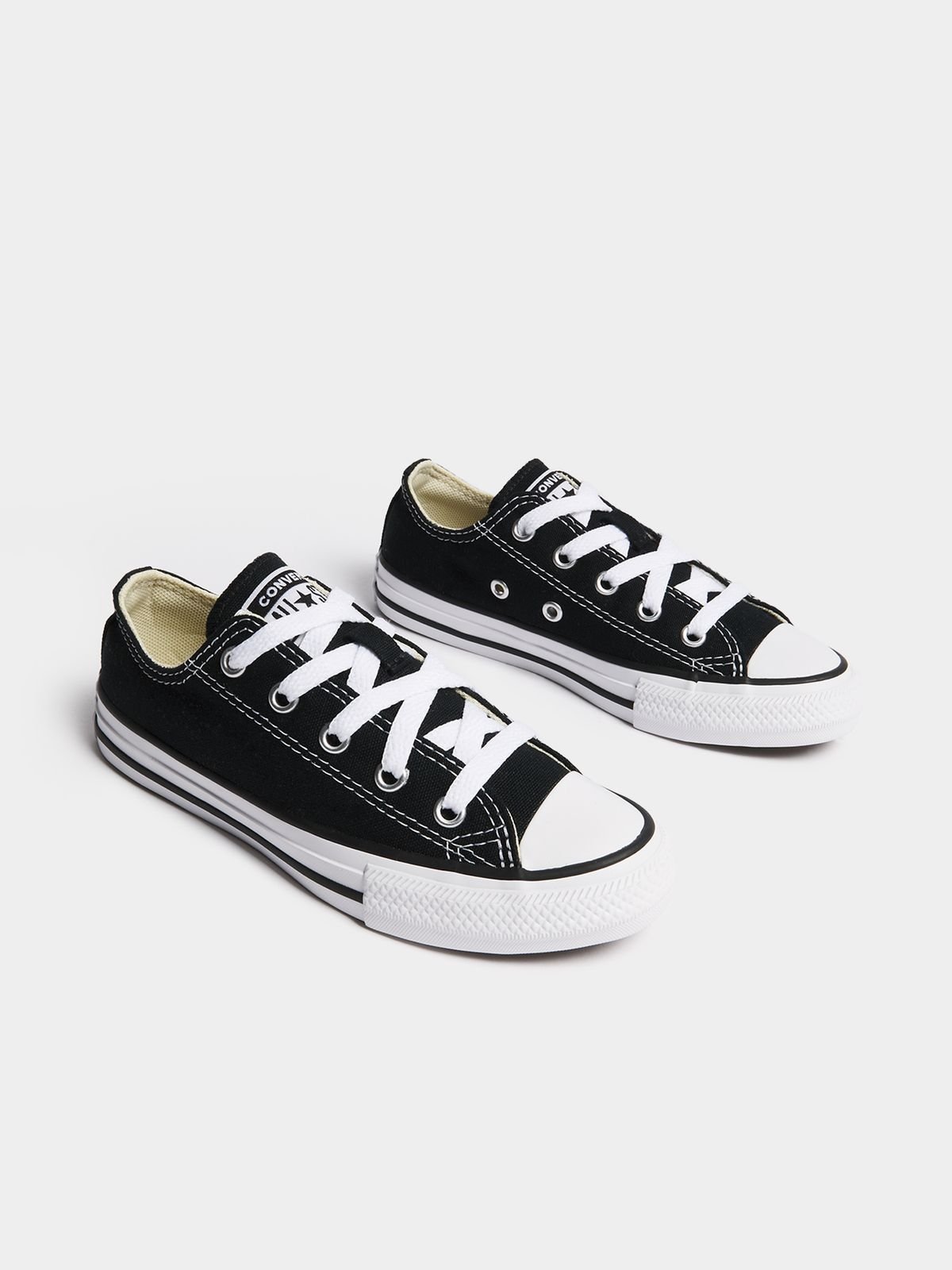 Classic Converse Junior All Star Black/White Canvas Low-Top Sneakers for Kids