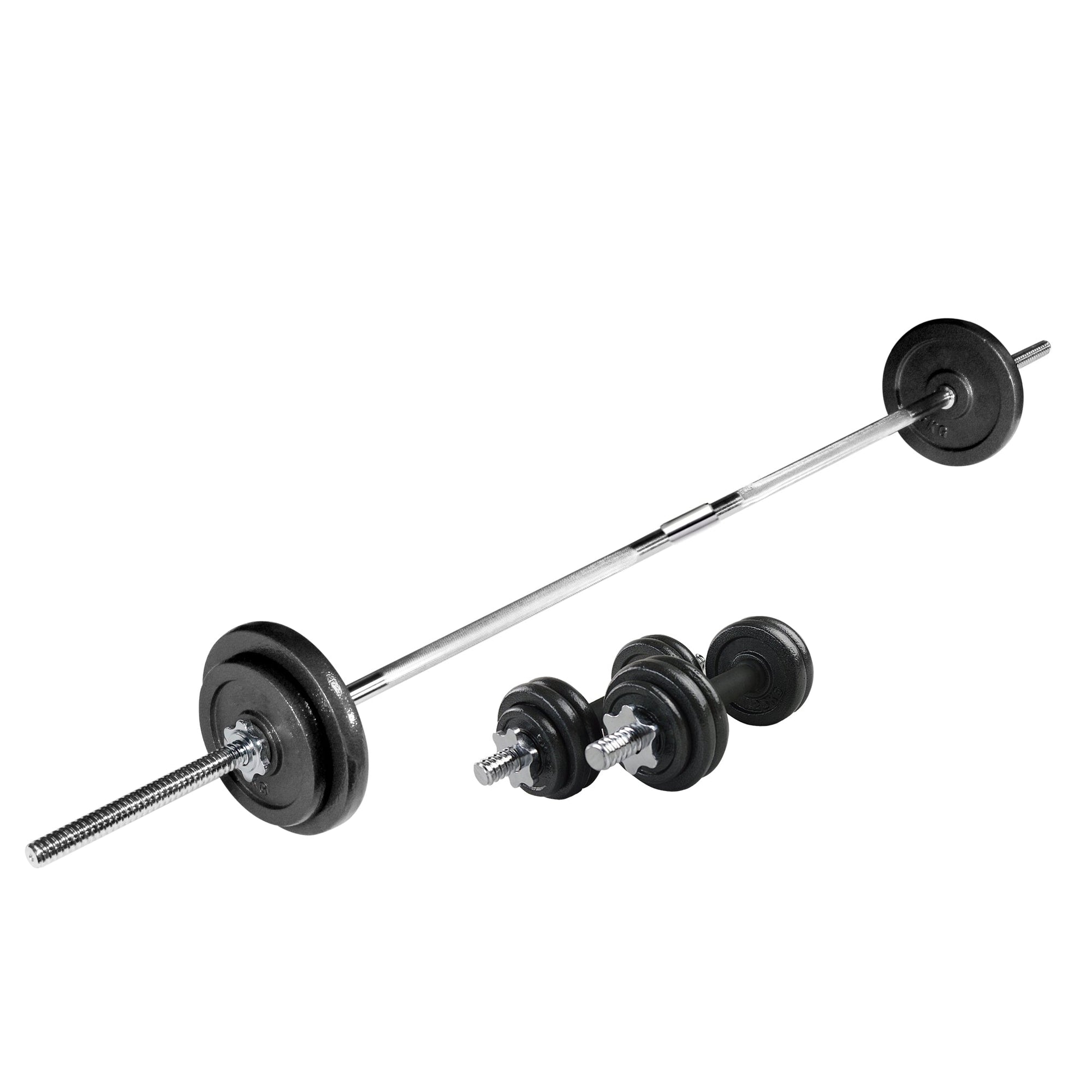 50KG CAST IRON BARBELL & DUMBBELL SET