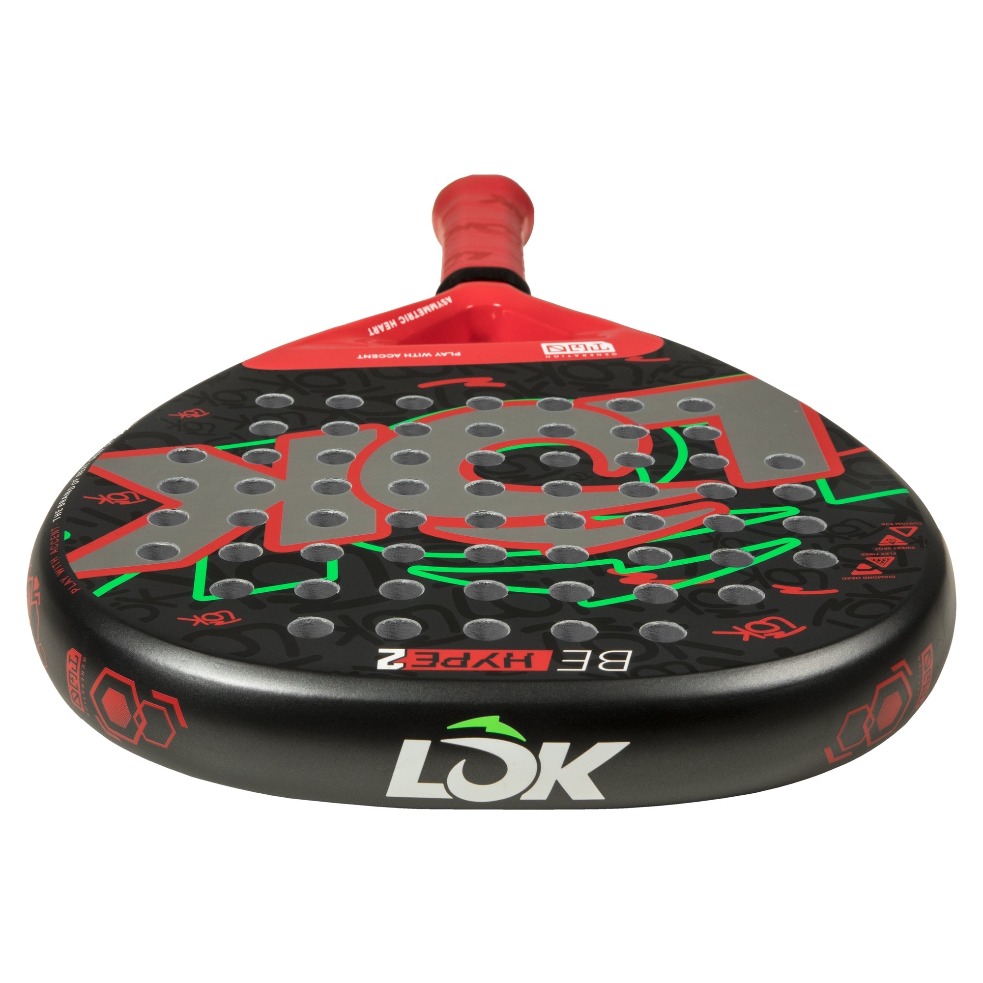 LOK Be Hype Gen 2 Padel Racket - Red - Top