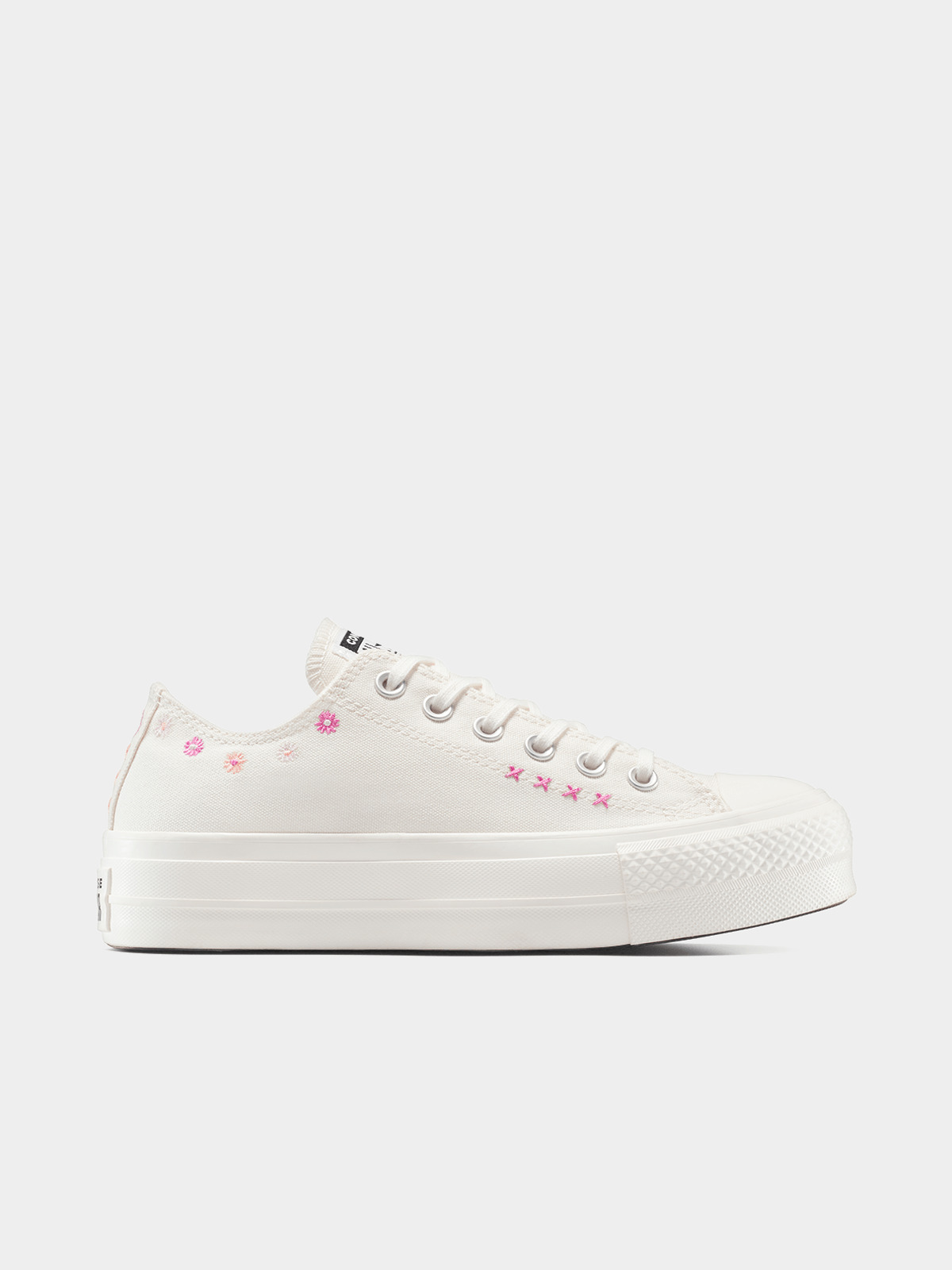 Stylish Womens Converse Chuck Taylor All Star Lift Floral Embroidered Platform Sneakers