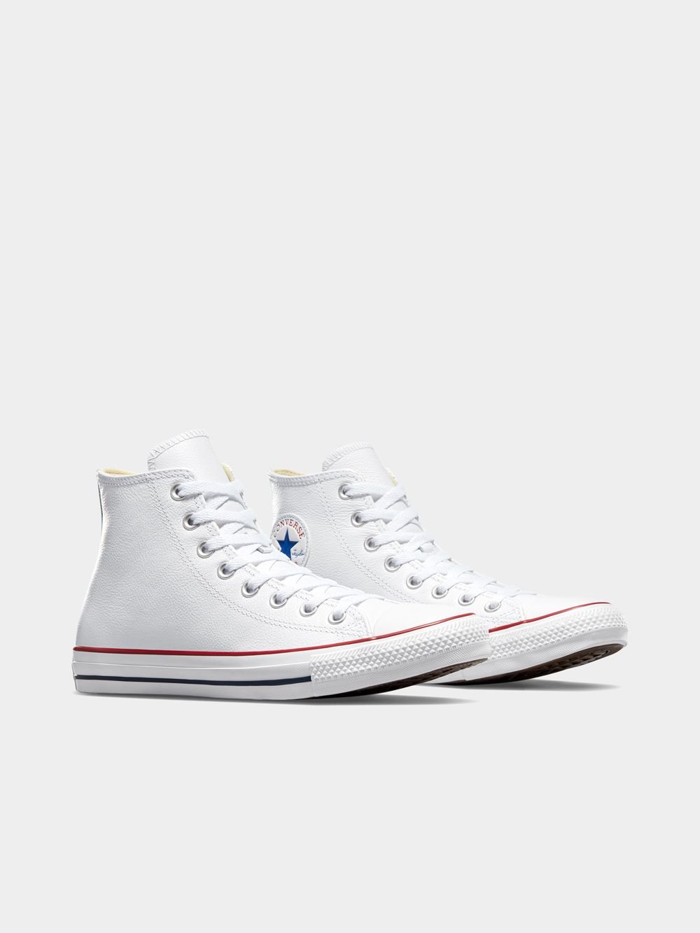 Iconic Men's White Leather Converse All Star Hi-Top Sneakers