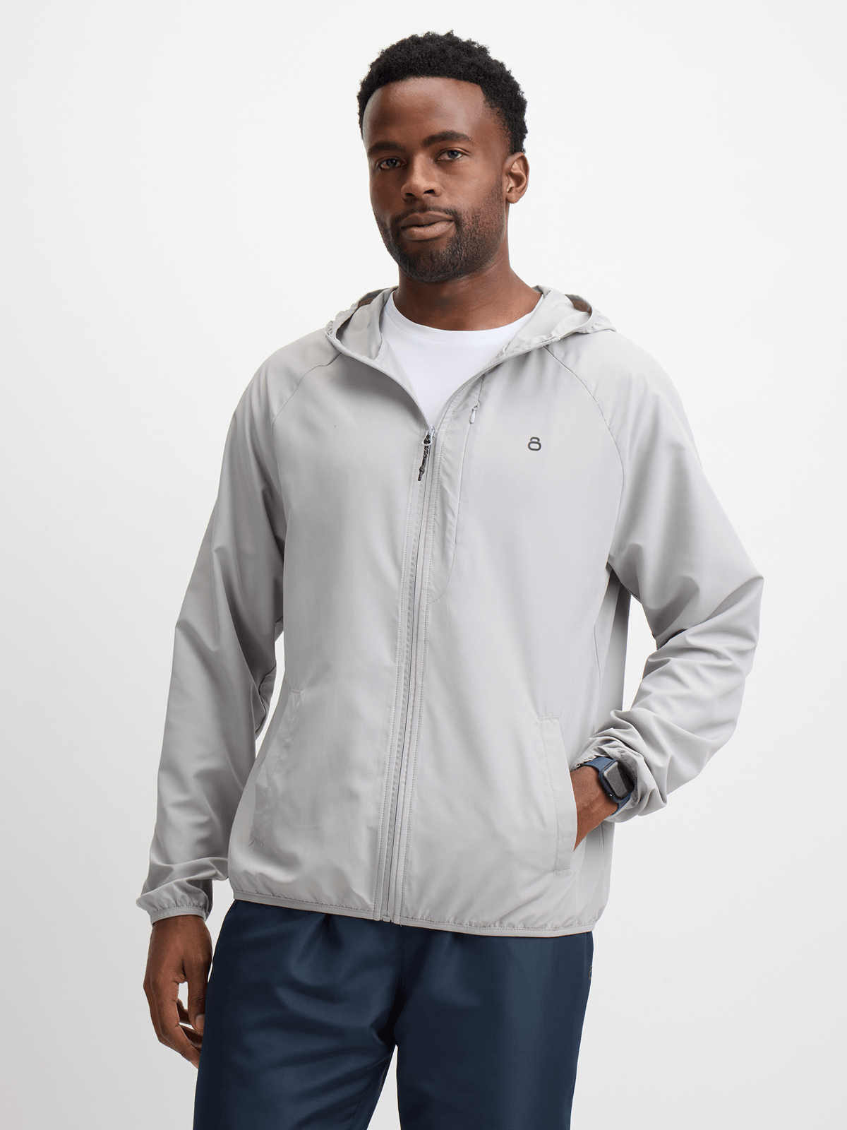 Men's Legacy Silver Grey Lightweight Quick-Dry Performance Running Jacket