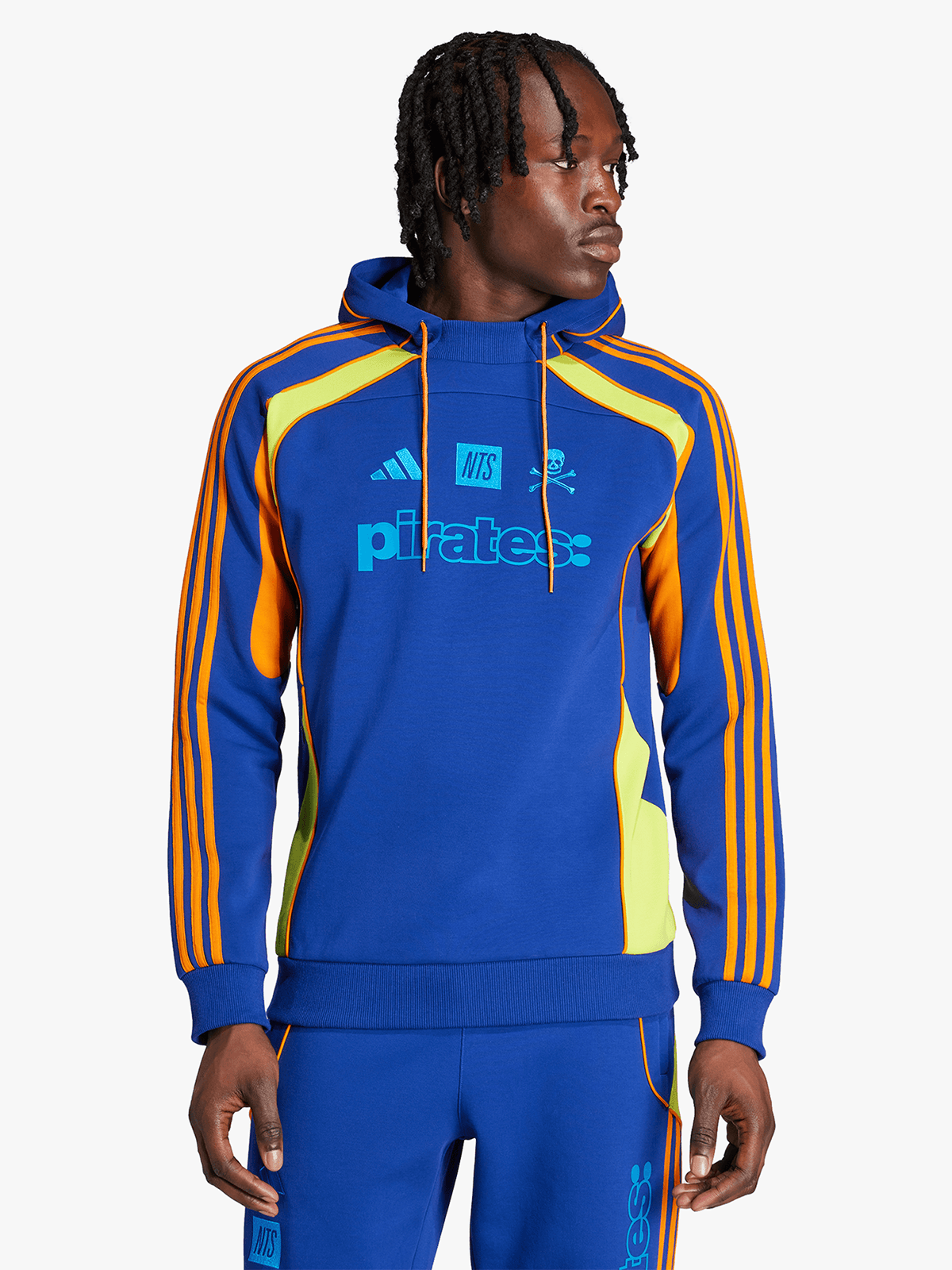 Adidas Men's Orlando Pirates NTS Navy Orange Football Hoodie with Graphic Design