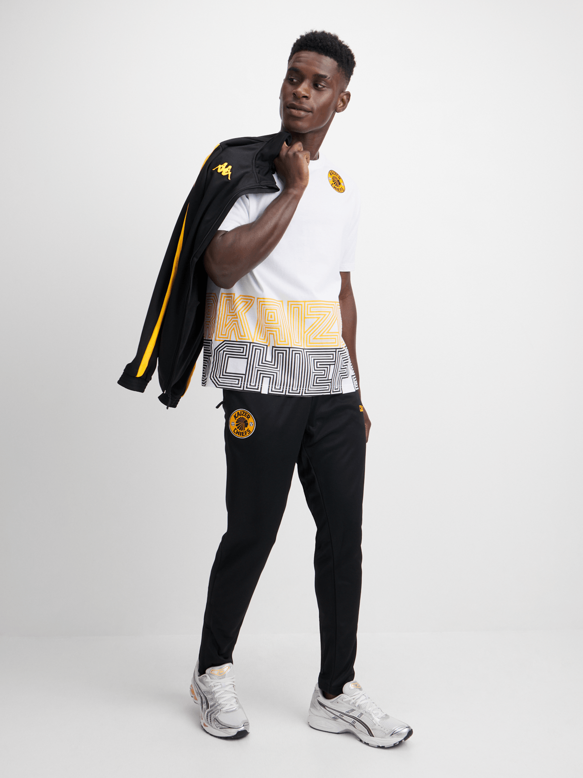 Kappa Men's Kaizer Chiefs Ametod White Tee - Official Fan Gear Cotton T-Shirt