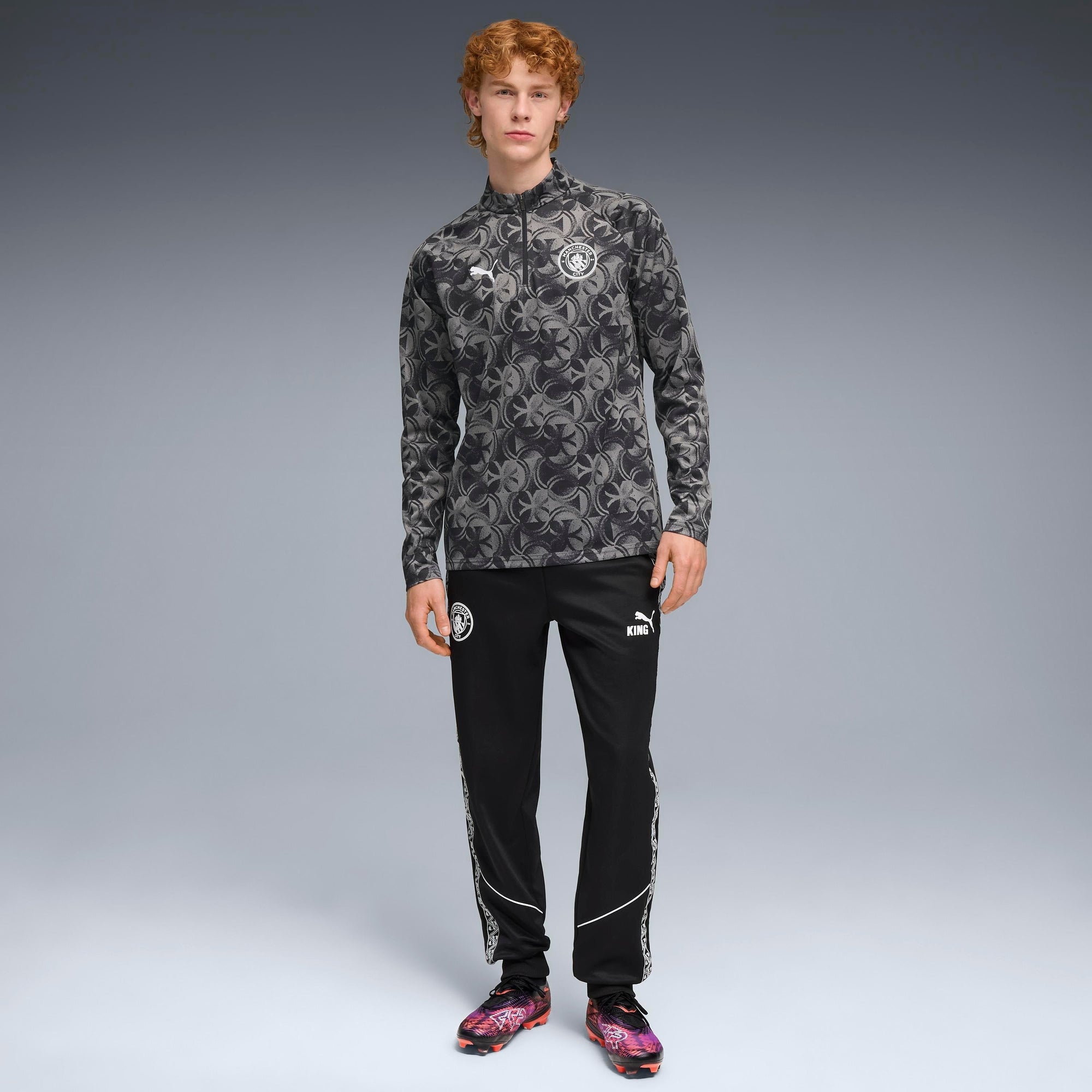 Puma Manchester City Warm Up 1/4 Zip Top  Black-Flat Dark Gray