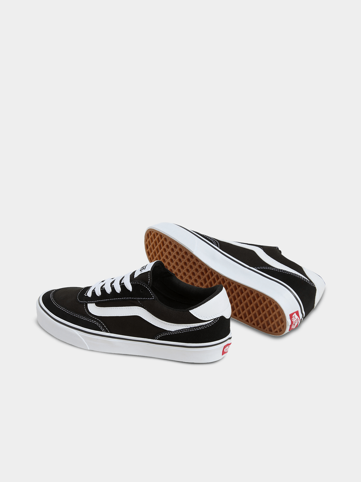 Vans Men's Brooklyn LS Skate Sneakers - Classic Black & White Canvas Shoes