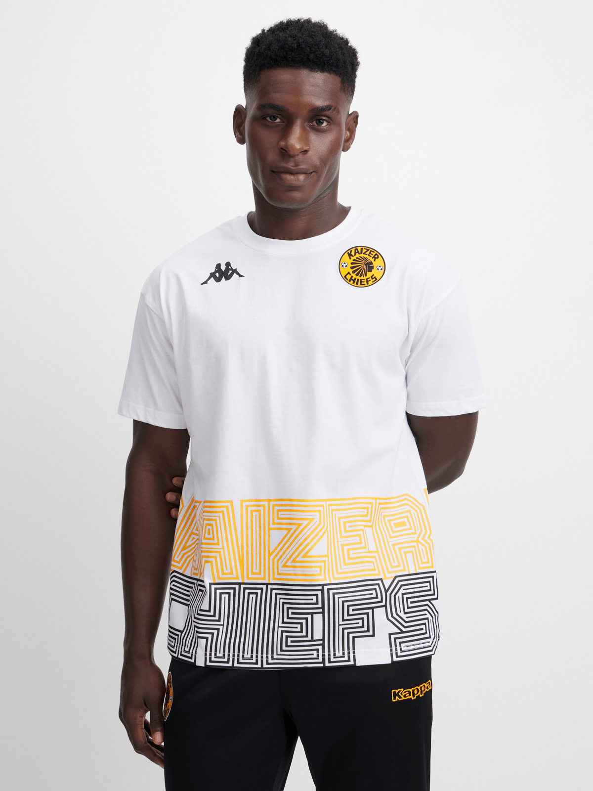 Kappa Men's Kaizer Chiefs Ametod White Cotton Tee - Official Fan Gear