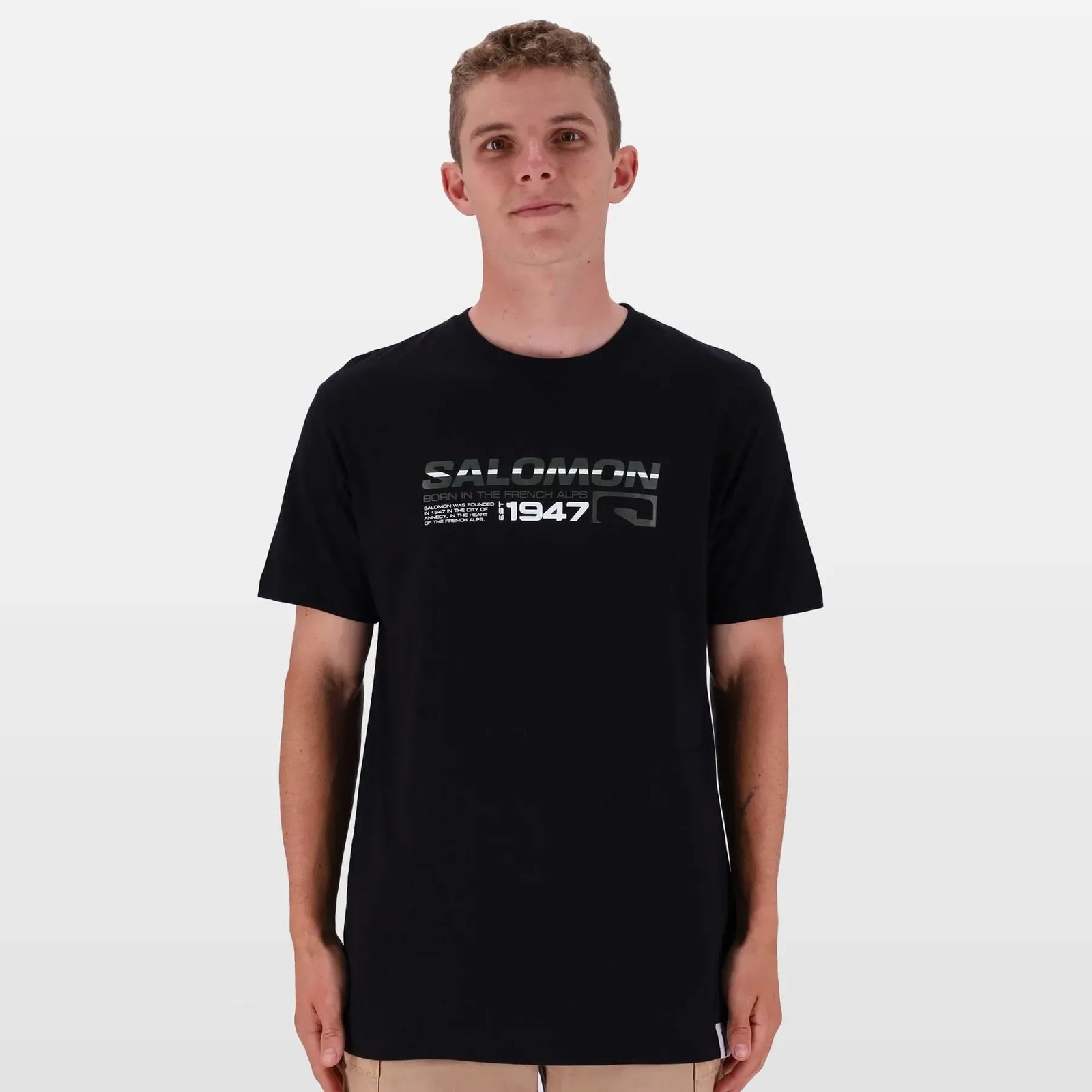 Salomon Crossing Paths Men's Comfort Cotton Graphic Short Sleeve T-Shirt Black