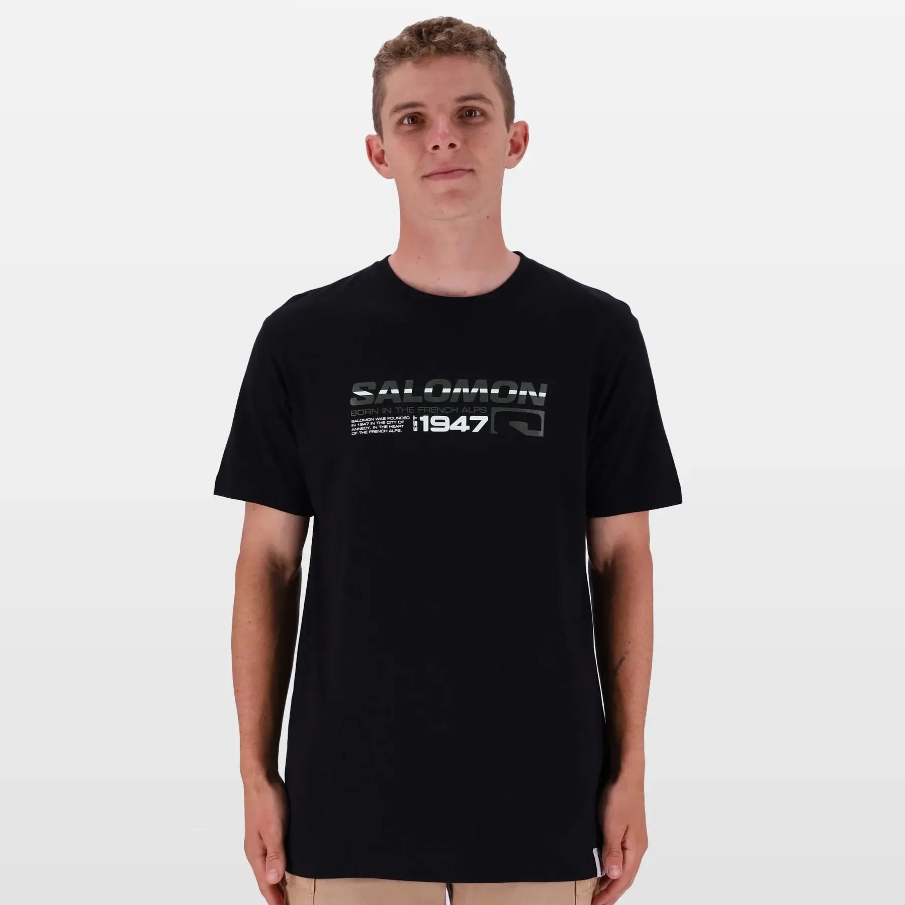 Salomon Crossing Paths Men's Comfort Cotton Graphic Short Sleeve T-Shirt Black