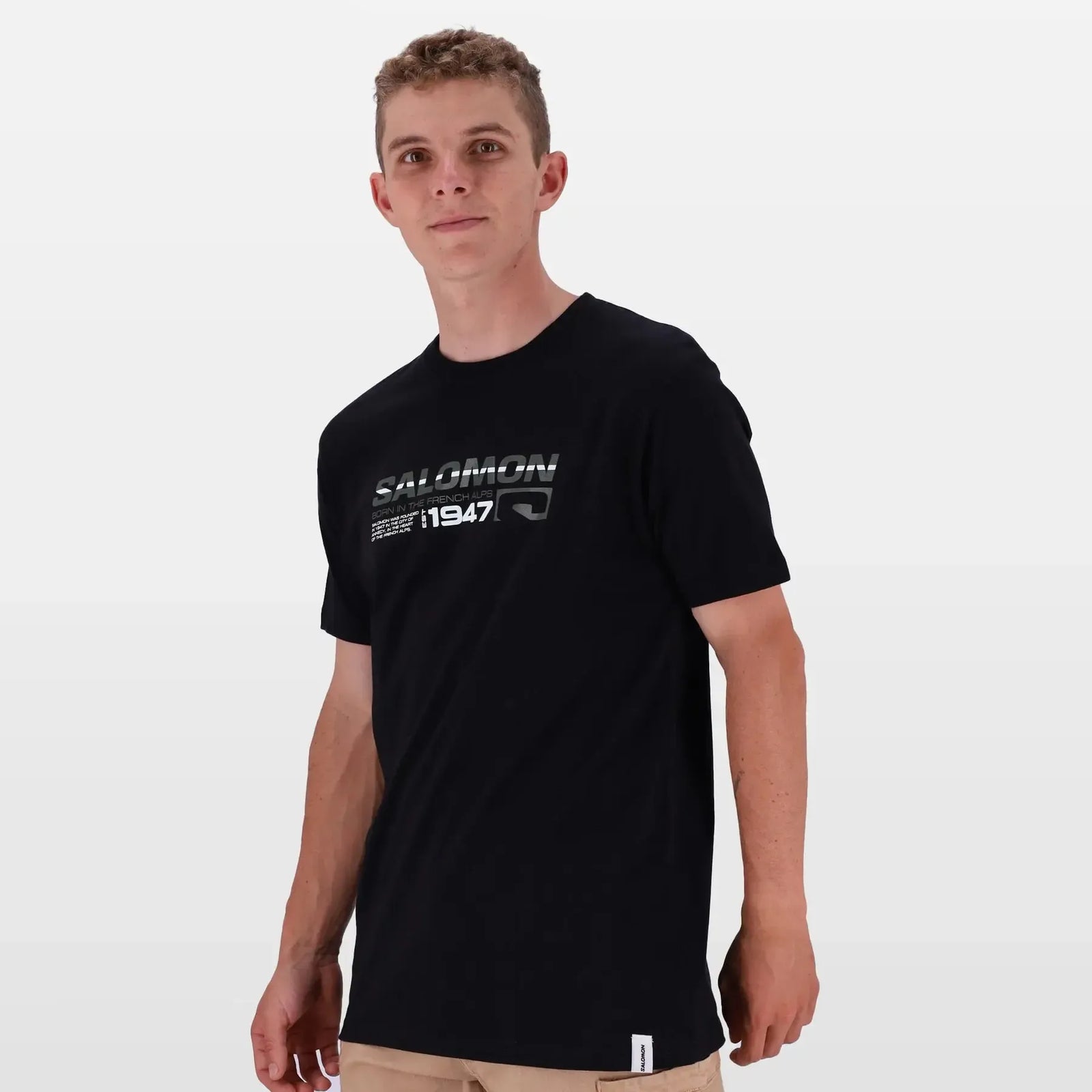 Salomon Crossing Paths Men's Comfort Cotton Graphic Short Sleeve T-Shirt Black