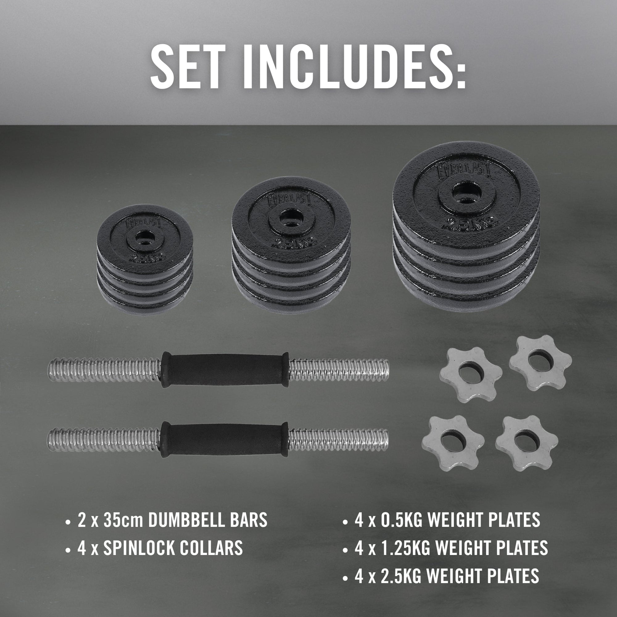 20KG CAST IRON DUMBBELL SET