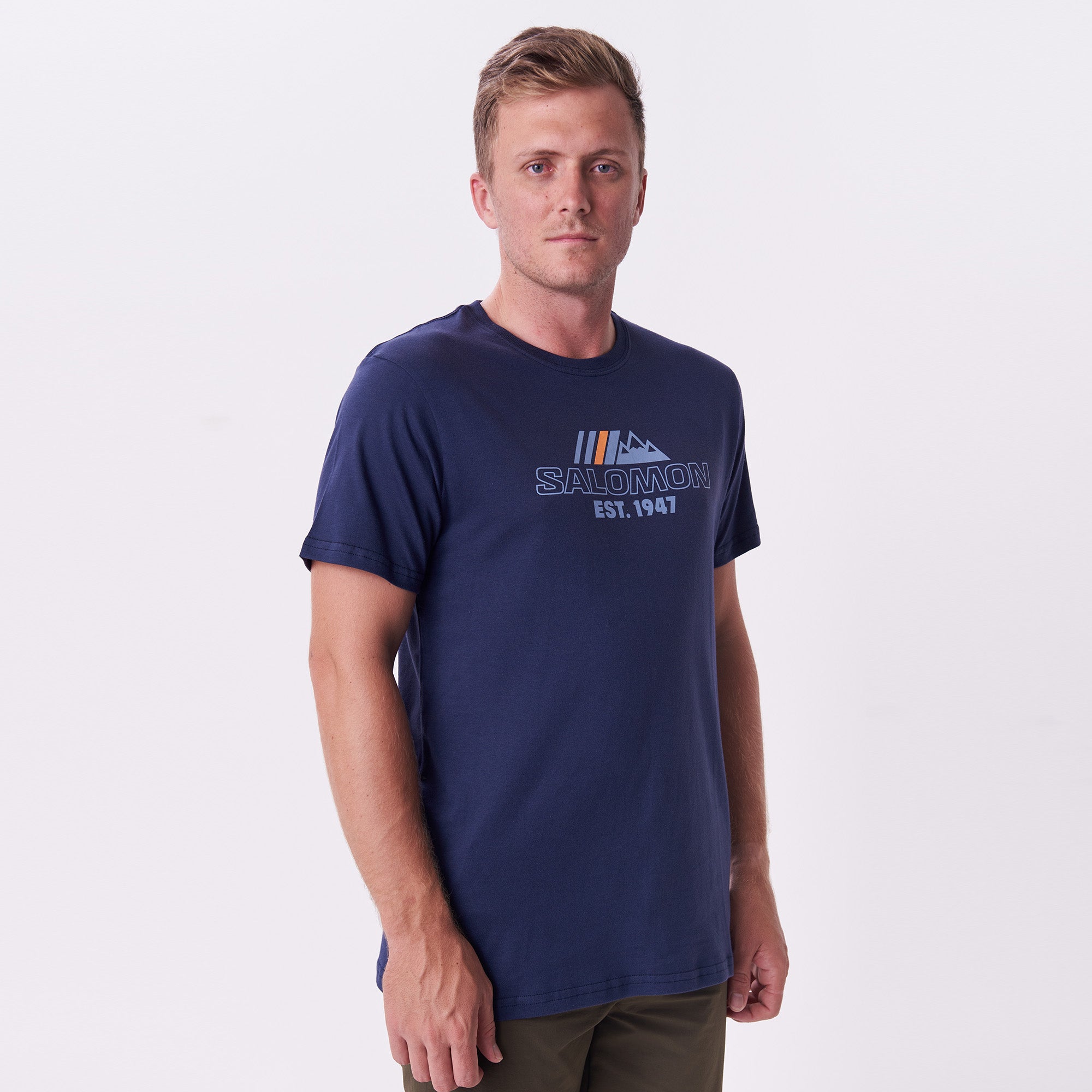 Salomon Men's High Peak Cotton Graphic Tee – Regular Fit, Night Sky