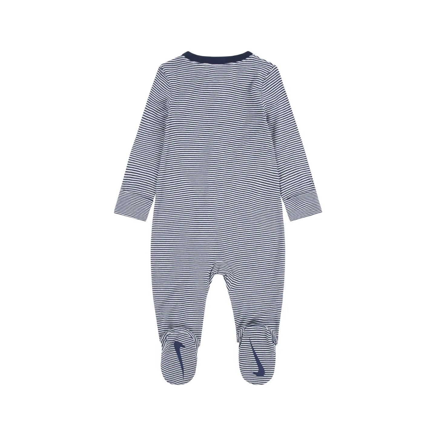 Nike Striped Footed Coverall in Midnight Navy with long sleeves and full-zip closure.