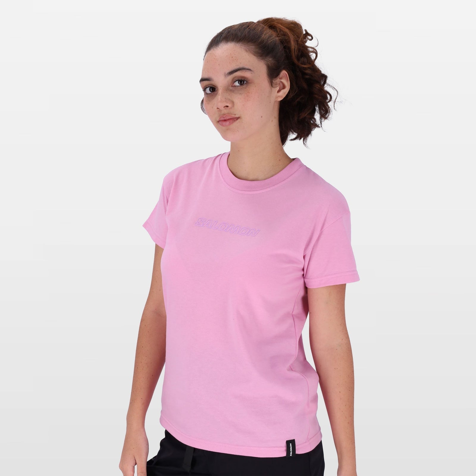 Salomon Women's Outline Logo Graphic Lightweight Performance Short Sleeve T-Shirt