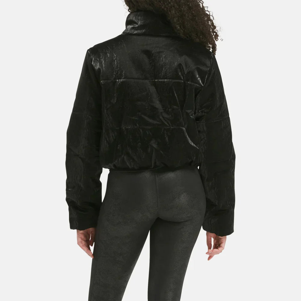 Faux Leather Fashion Puffer Jacket