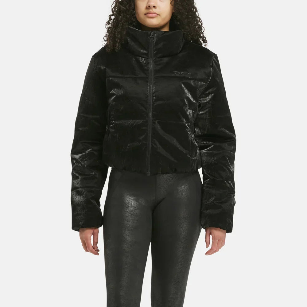 Faux Leather Fashion Puffer Jacket