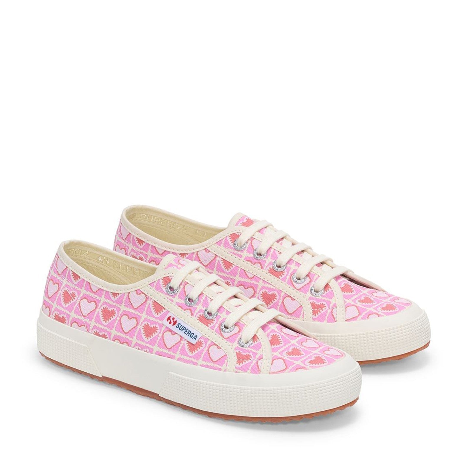 2750 HEART CROCHET - PINK BEIGE CORAL