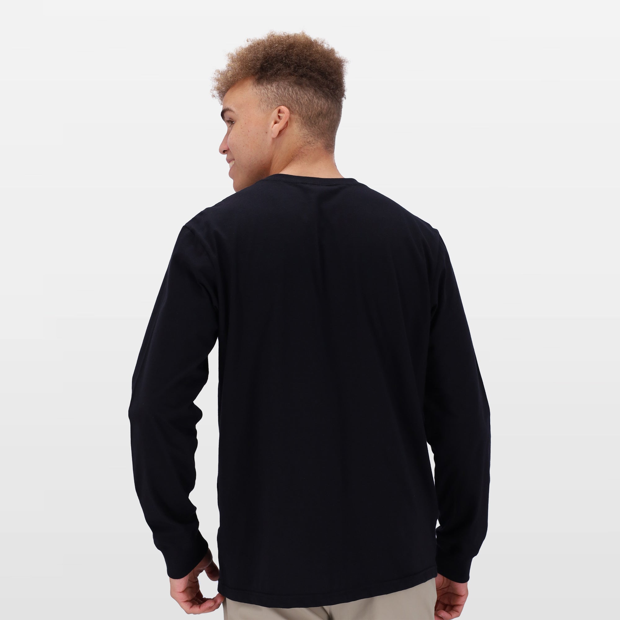 Salomon Men's Long Sleeve Racer T-Shirt: Performance Cotton, Front Logo Graphic