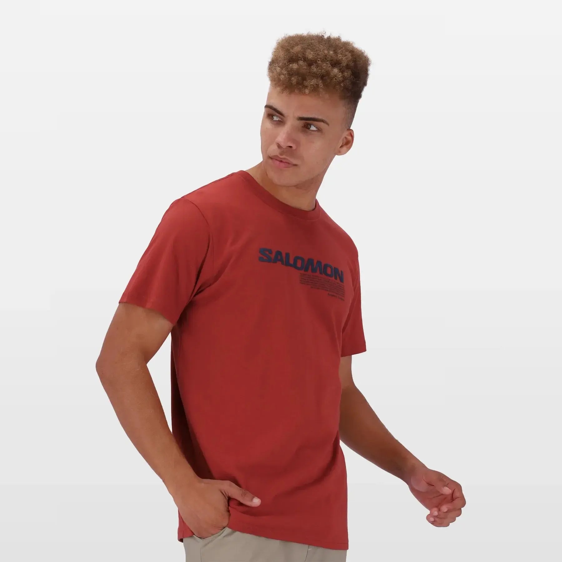 Salomon Men's Snowdown Cotton Regular Fit Logo Graphic T-Shirt Rust