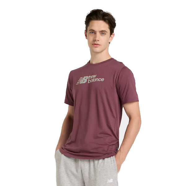 New Balance Heathertech Linear T-Shirt Faded Plum