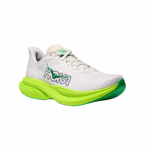 Hoka Mach 6 White/ Neon Lime