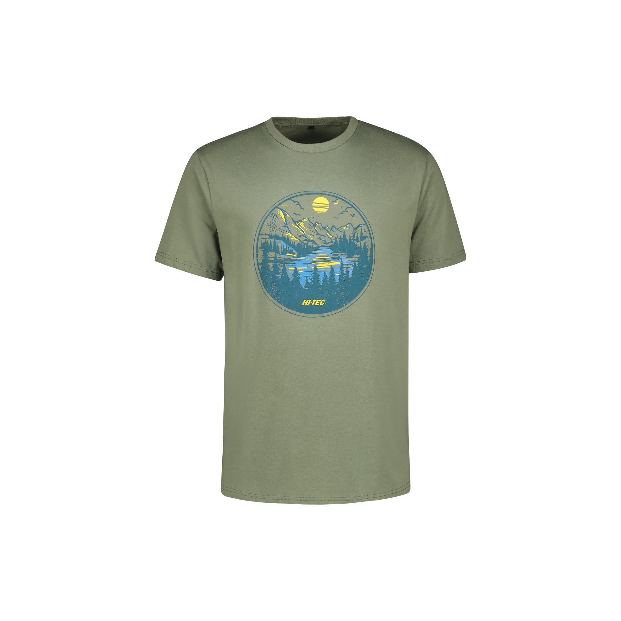 Hi-Tec Men's Forest Trail Cotton Tee: Comfortable, Breathable Olive Casual T-Shirt