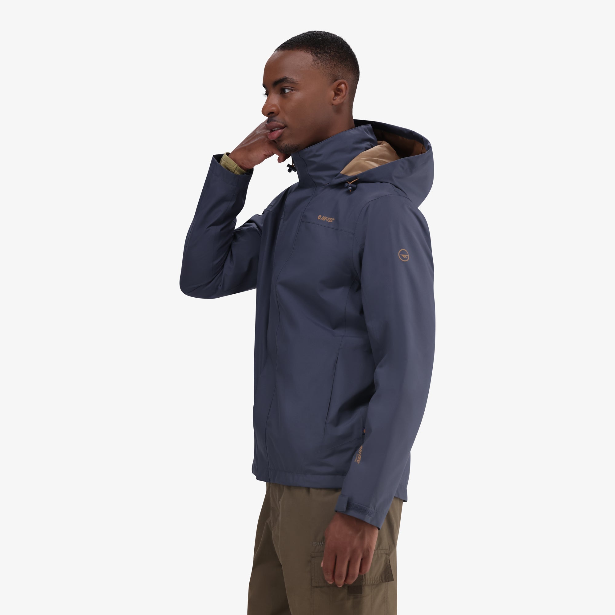 Hi-Tec Orati Men's All-Weather Waterproof Breathable Jacket with Stowaway Hood