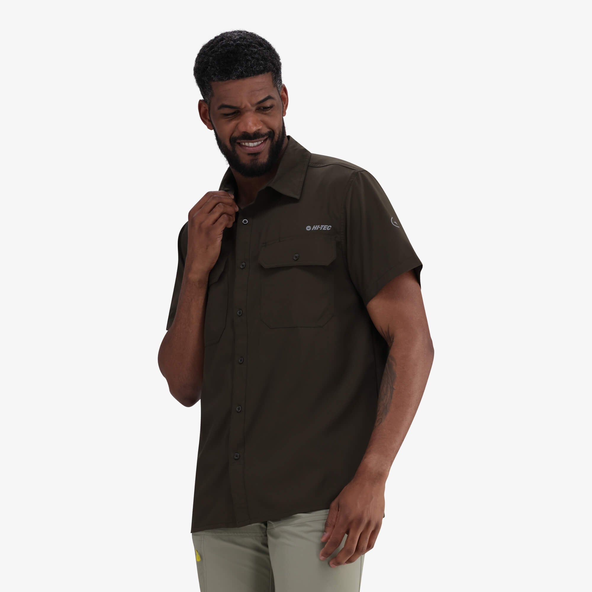 Hi-Tec Men's UV50 Quick-Dry Comfort Stretch Outdoor Short Sleeve Bush Shirt